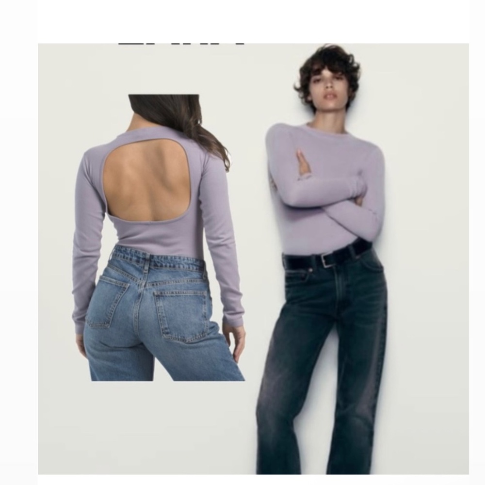 ZARA Lilac Open Back Long Sleeve Top (XS/S) - Limitless Contour Collection